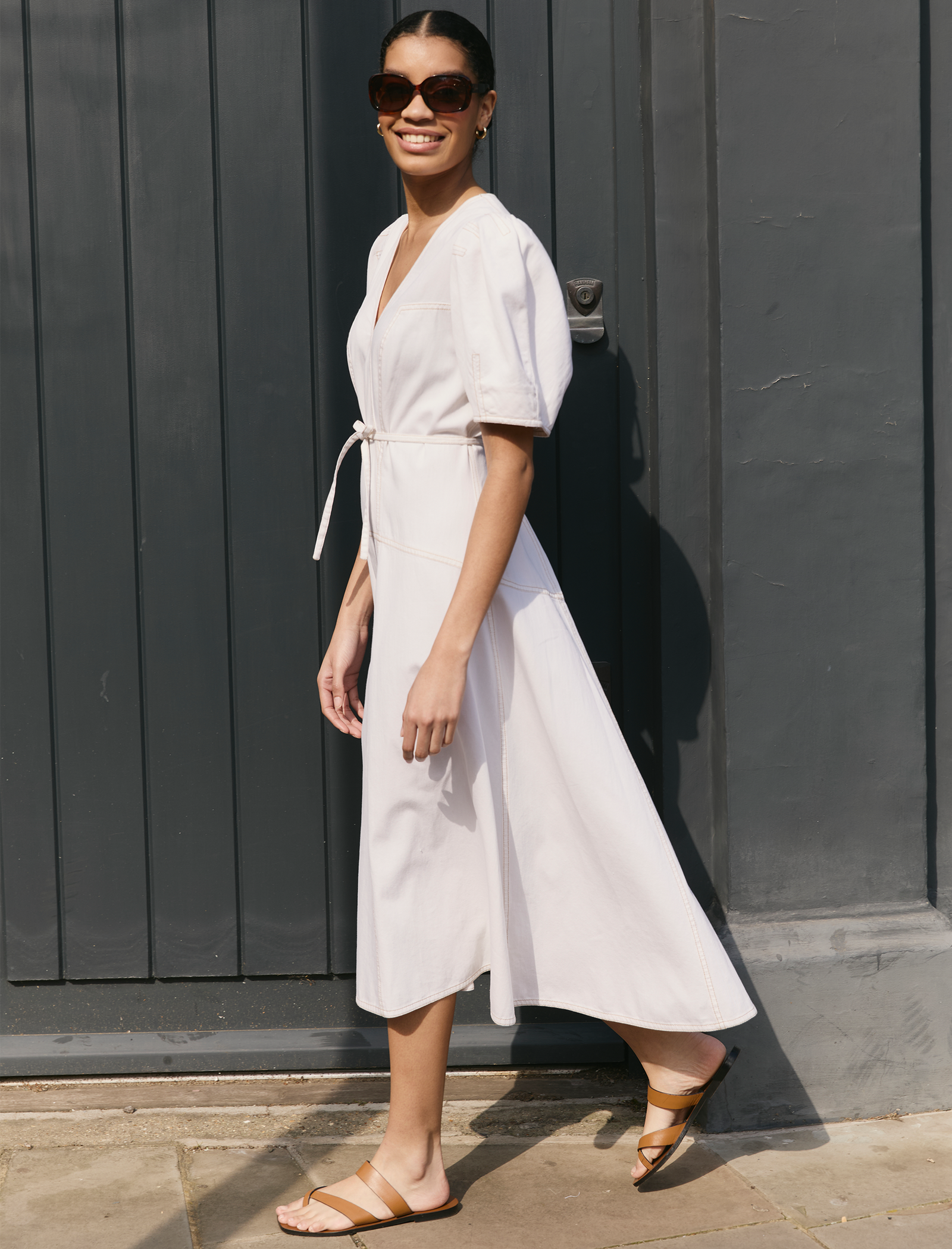Robin Denim Maxi Dress - White - Image 3