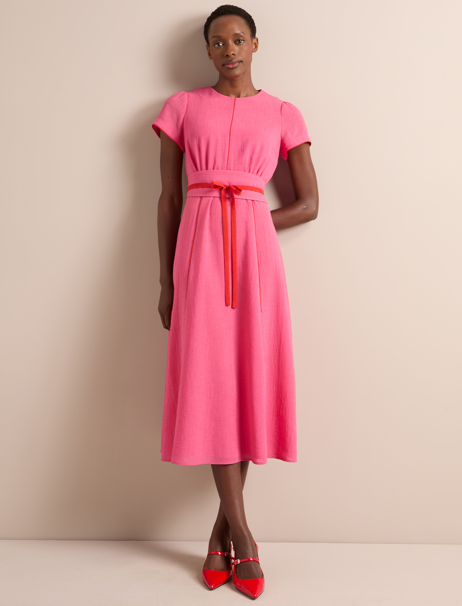 Rosie Techni Voile Maxi Dress - Hot Pink Crimson - Image 2