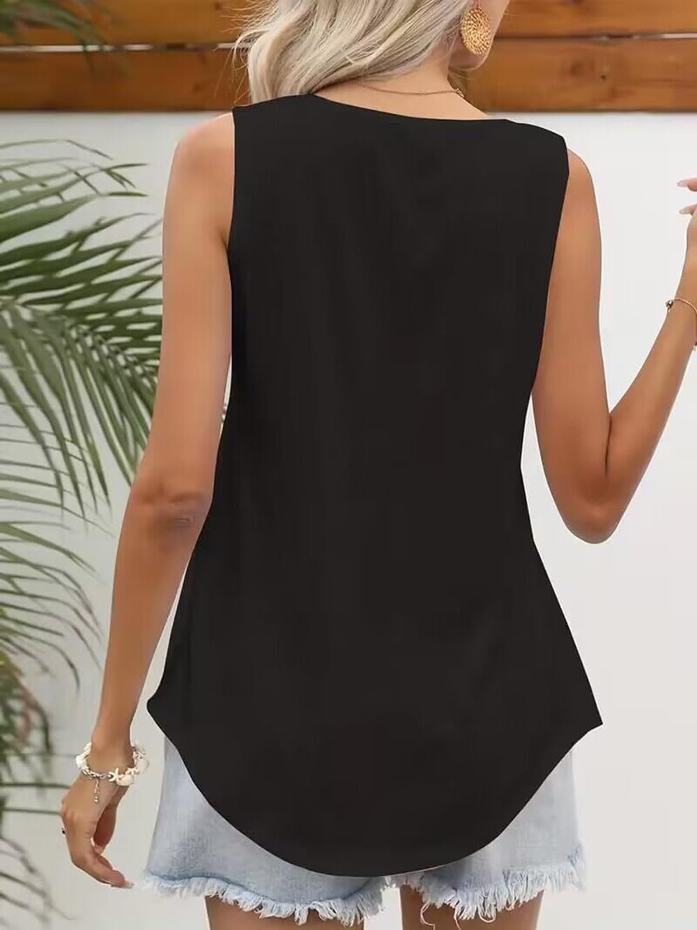 AIMITAG Color Block Ruffled Square Collar Tank Top Women Striped Tank Tee Summer Casual Loose Fit Sleeveless Shirt - Image 10