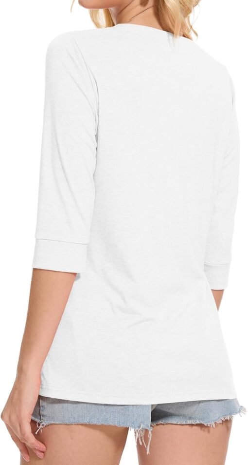Dimur Womens Tops 3/4 Sleeve V Neck Button Down Shirts Business Casual Outfit Basic Tees Summer Top 2025 - Image 23