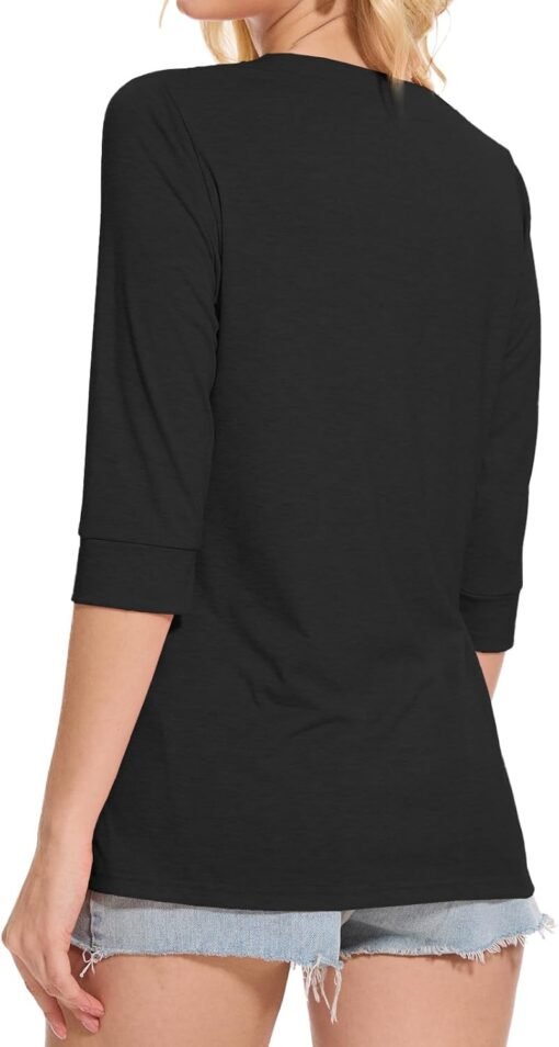 Dimur Womens Tops 3/4 Sleeve V Neck Button Down Shirts Business Casual Outfit Basic Tees Summer Top 2025 - Image 16