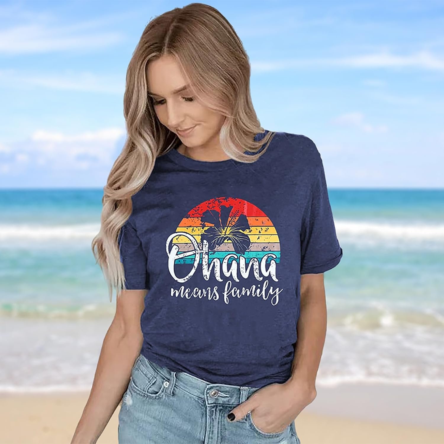 Hawaiian Shirts for Women Palm Trees Beach Graphic Tee Tops Summer Vacation Short Sleeve Tshirt Tops - Image 8