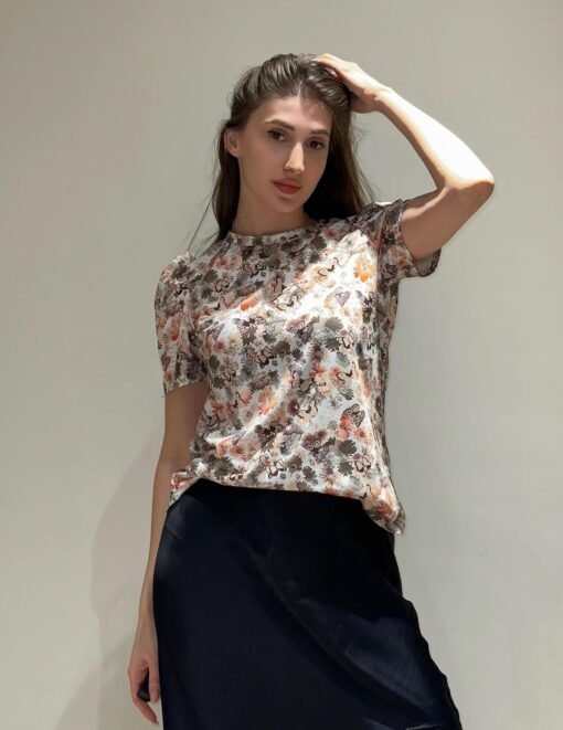 Zeagoo Blouse for Women Dressy Casual Puff Short Sleeve Boho Tops Fashion Floral Crew Neck Tunic Shirts Summer Clothes - Image 4
