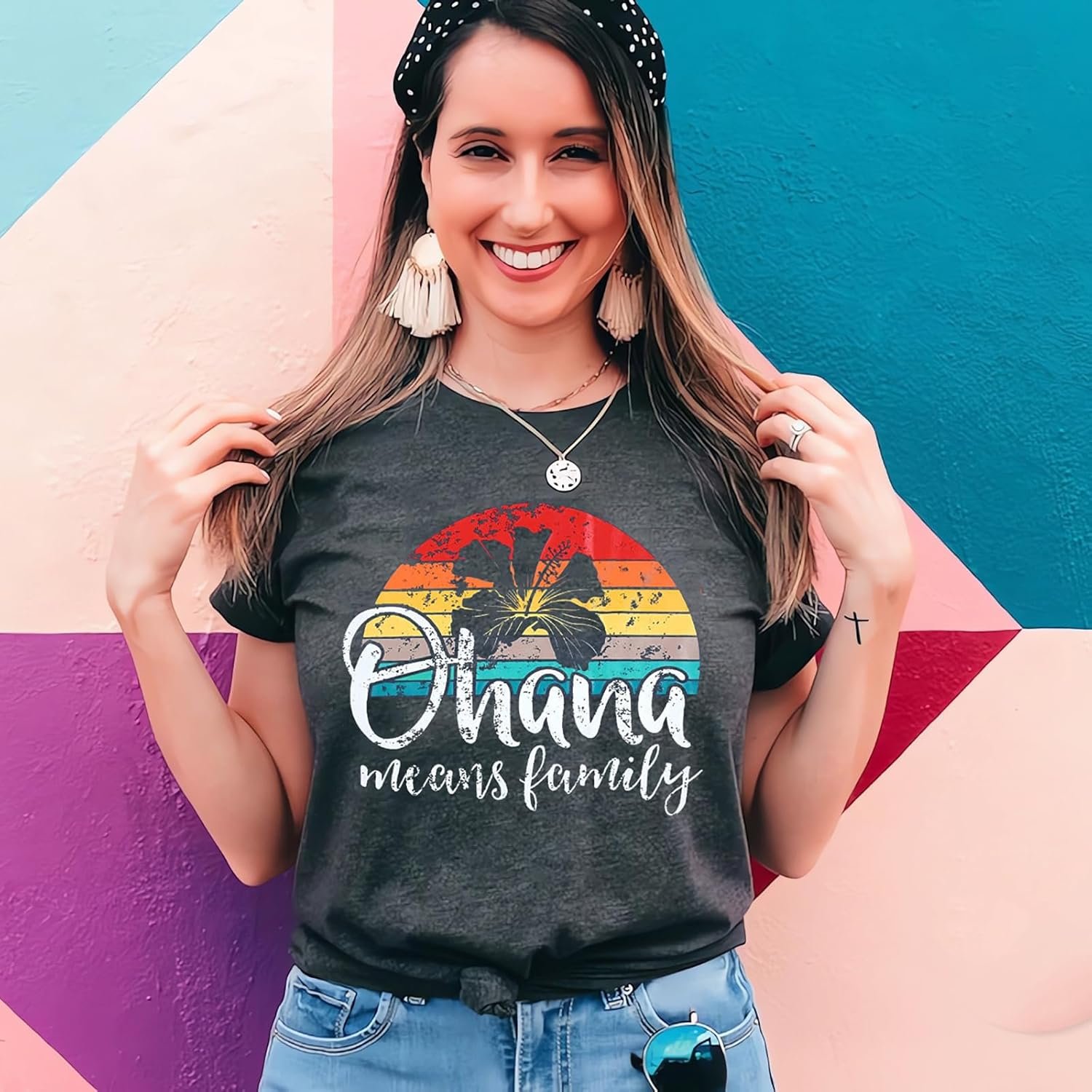 Hawaiian Shirts for Women Palm Trees Beach Graphic Tee Tops Summer Vacation Short Sleeve Tshirt Tops - Image 24